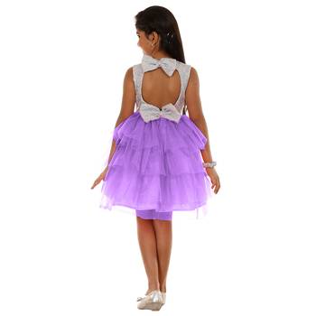 Purple Plain Tissue Kids Frocks 2