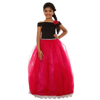 Pink Plain Viscose Kids Frocks 1