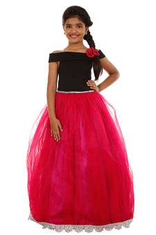 Pink Plain Viscose Kids Frocks