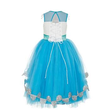 Blue Plain Net Kids Frocks 2