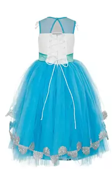 Blue Plain Net Kids Frocks