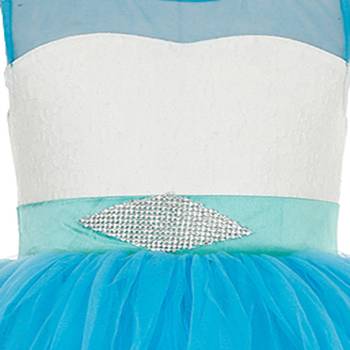 Blue Plain Net Kids Frocks 3
