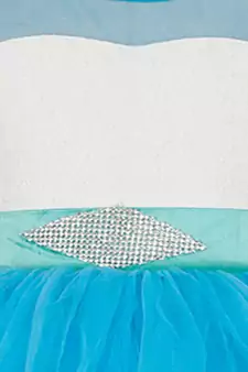 Blue Plain Net Kids Frocks