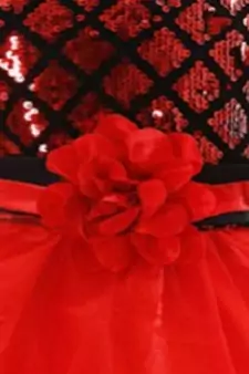 Red Plain Net Kids Frocks