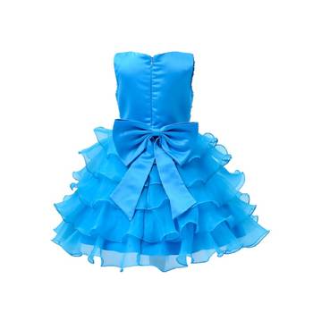 Blue Plain Tissue Kids Frocks 2