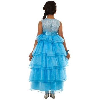 Blue Plain Tissue Kids Frocks 2