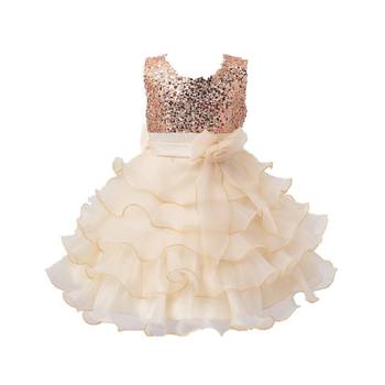 Gold Plain Tissue Kids Frocks 1