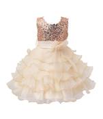 Gold Plain Tissue Kids Frocks