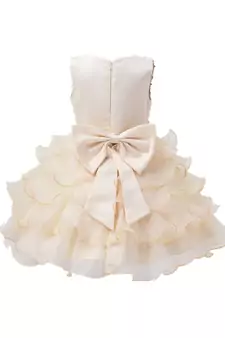 Gold Plain Tissue Kids Frocks