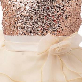 Gold Plain Tissue Kids Frocks 3