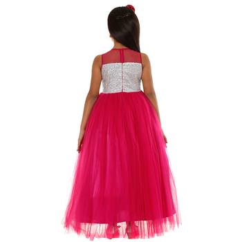 Pink Plain Net Kids Frocks 2