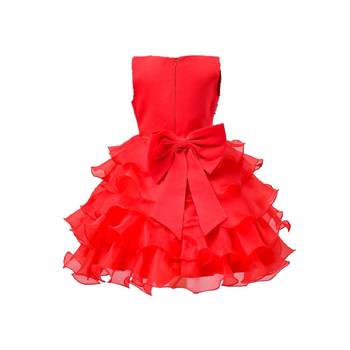 Red Plain Tissue Kids Frocks 2