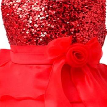 Red Plain Tissue Kids Frocks 3