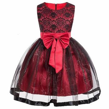 Black Plain Chiffon Kids Frocks 1