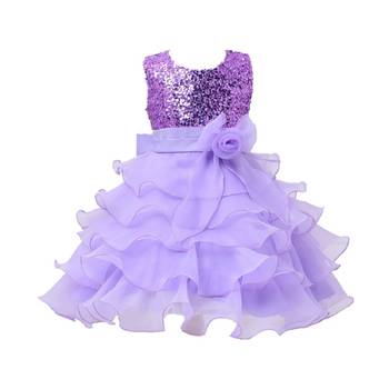 Purple Plain Tissue Kids Frocks 1