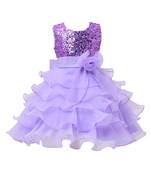 Purple Plain Tissue Kids Frocks
