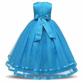 Blue Plain Tissue Kids Frocks 2