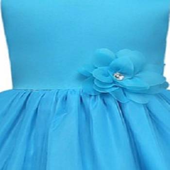 Blue Plain Tissue Kids Frocks 3