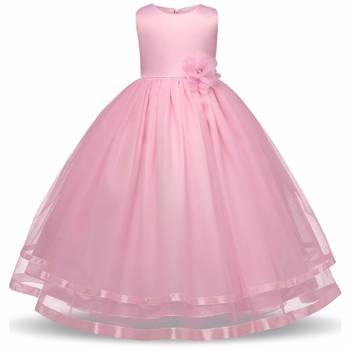 Pink Plain Tissue Kids Frocks 1