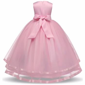 Pink Plain Tissue Kids Frocks 2