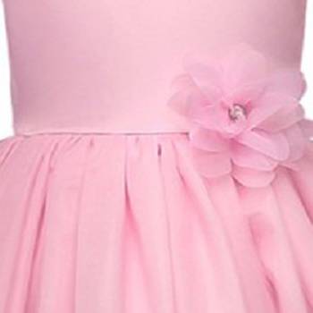 Pink Plain Tissue Kids Frocks 3