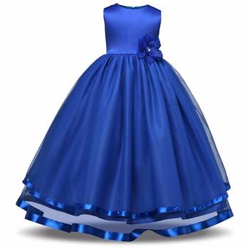 Blue Plain Tissue Kids Frocks 1