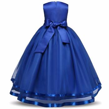 Blue Plain Tissue Kids Frocks 2