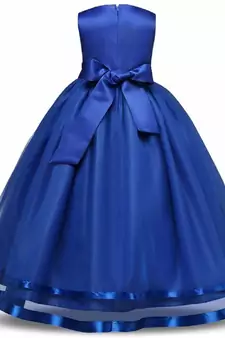 Blue Plain Tissue Kids Frocks