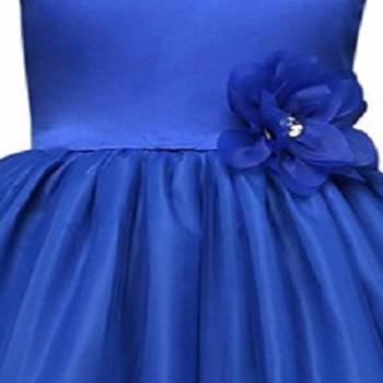 Blue Plain Tissue Kids Frocks 3