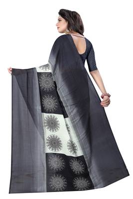 Black printed georgette saree with blouse 4
