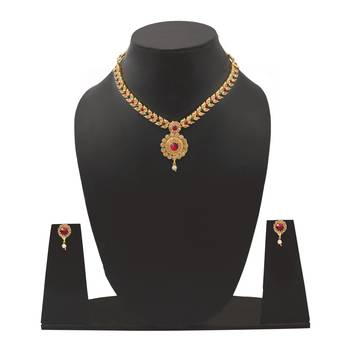 Round Shape Gold Plated American Diamond Pendant Set for Womens And Girls 1