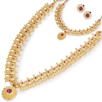 Maharashtrian  Kolhapuri Saaj Gold Plated Strand Traditional Necklace Set for Women and Girls COMBO SET 1