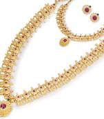 Maharashtrian  Kolhapuri Saaj Gold Plated Strand Traditional Necklace Set for Women and Girls COMBO SET