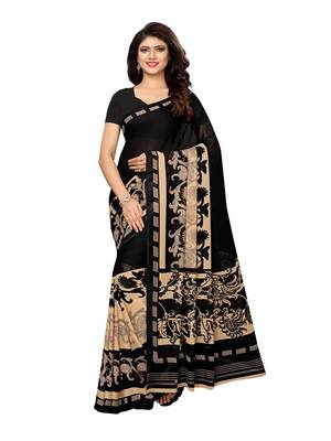 Black Printed Georgette Saree With Blouse 1