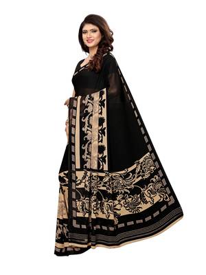 Black Printed Georgette Saree With Blouse 2