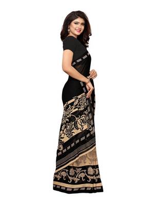 Black Printed Georgette Saree With Blouse 3