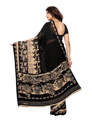 Black Printed Georgette Saree With Blouse 4