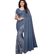 Grey Printed Georgette Saree With Blouse