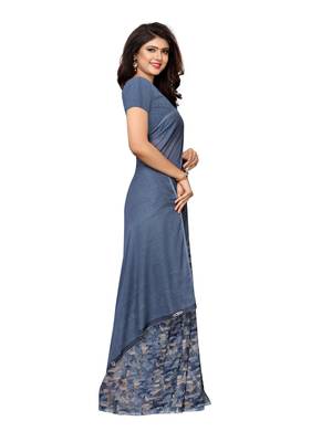 Grey Printed Georgette Saree With Blouse 3
