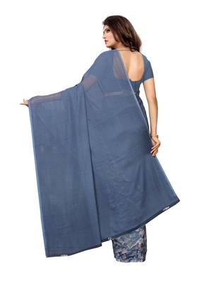 Grey Printed Georgette Saree With Blouse 4