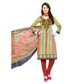 Multicolor Printed Cotton Unstitched Salwar With Dupatta