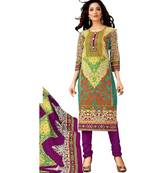 Multicolor Printed Lawn Cotton Unstitched Salwar With Dupatta