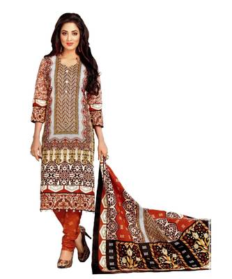 Multicolor Printed Lawn Cotton Unstitched Salwar With Dupatta 1