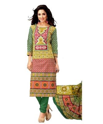 Multicolor Printed Lawn Cotton Unstitched Salwar With Dupatta 1