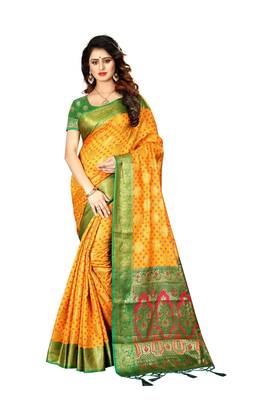 Yellow Woven Patola Saree With Blouse 1