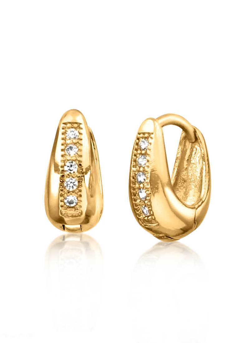 18K Gold plated  diamond Hoop Earrings for women