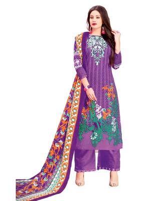 Multicolor Printed Lawn Unstitched Salwar With Dupatta 1