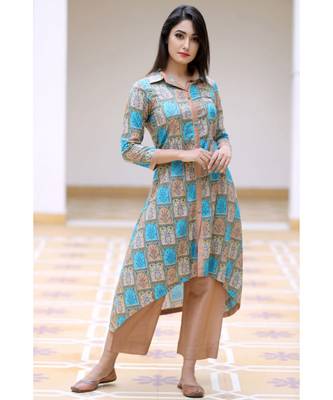 multicolor cotton printed cotton kurta with pants 1