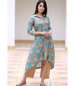 multicolor cotton printed cotton kurta with pants
