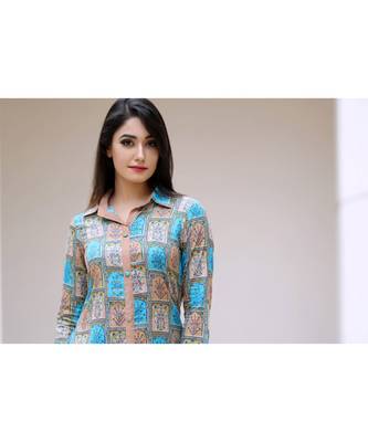 multicolor cotton printed cotton kurta with pants 2
